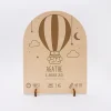 Cadre de naissance montgolfière personnalisé bois gravé 15x11,5 cm