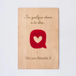 Cadre personnalisé bois gravé 15x10 cm avec support - édition spéciale "J'ai quelque chose à te dire"