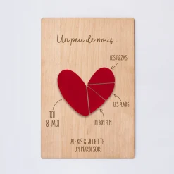 Cadre personnalisé bois gravé 15x10 cm avec support - édition spéciale "Un peu de nous"