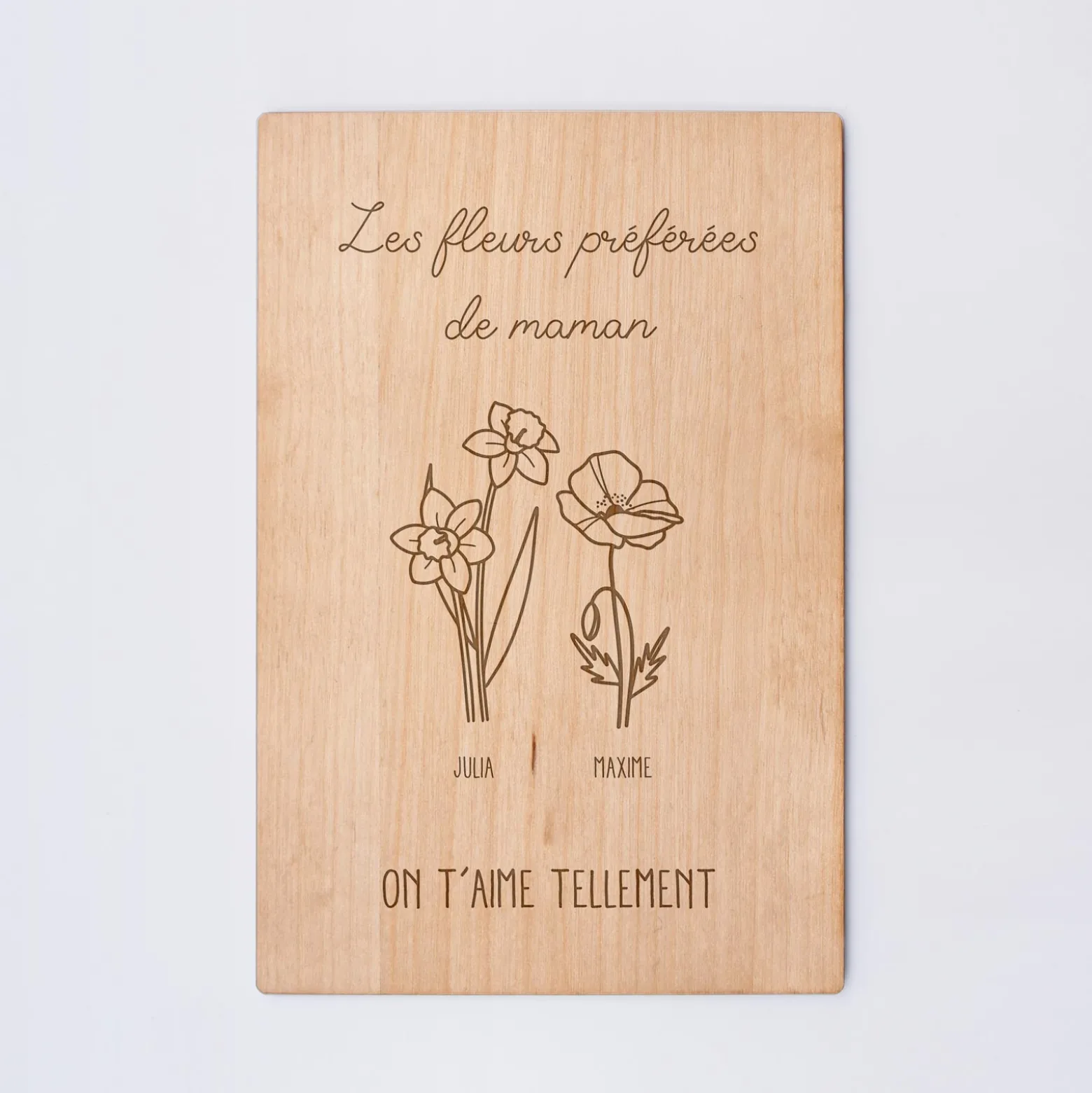 Cadre personnalisé bois gravé 15x10 cm avec support - édition spéciale "Joli jardin"