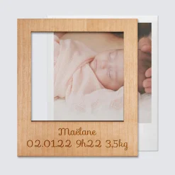 Cadre polaroïd personnalisé gravé bois aimanté grand format 92x108 mm