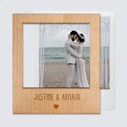 Cadre polaroïd personnalisé gravé bois aimanté grand format 92x108 mm