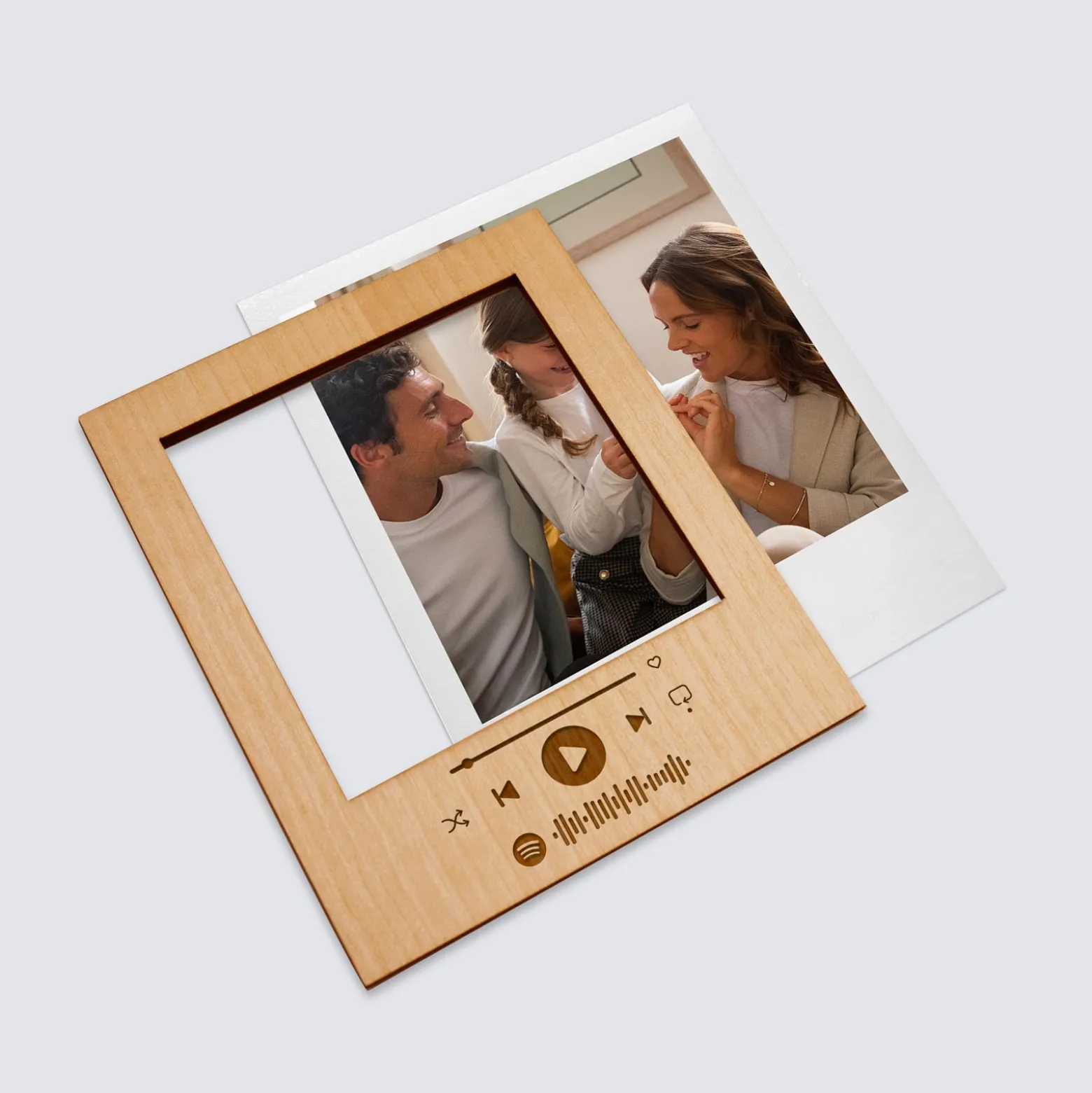 Cadre polaroïd Spotify personnalisé gravé bois aimanté grand format 92x108 mm