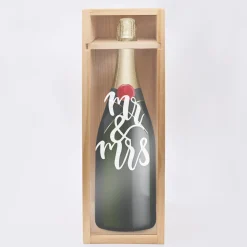 Caisse de champagne bois couvercle gravé