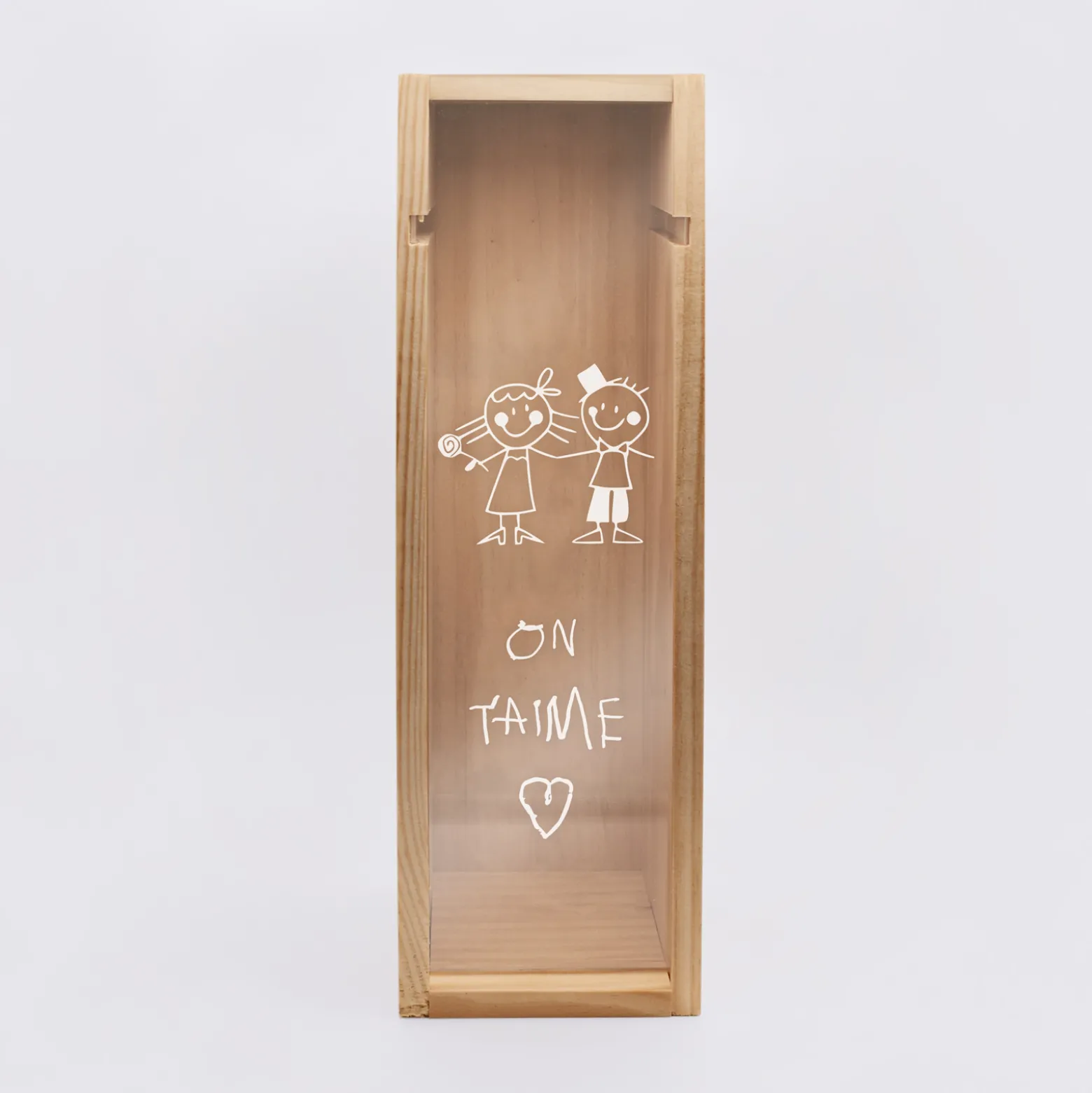 Caisse de vin bois couvercle gravé