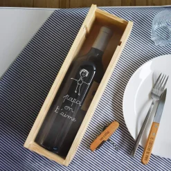 Caisse de vin bois couvercle gravé