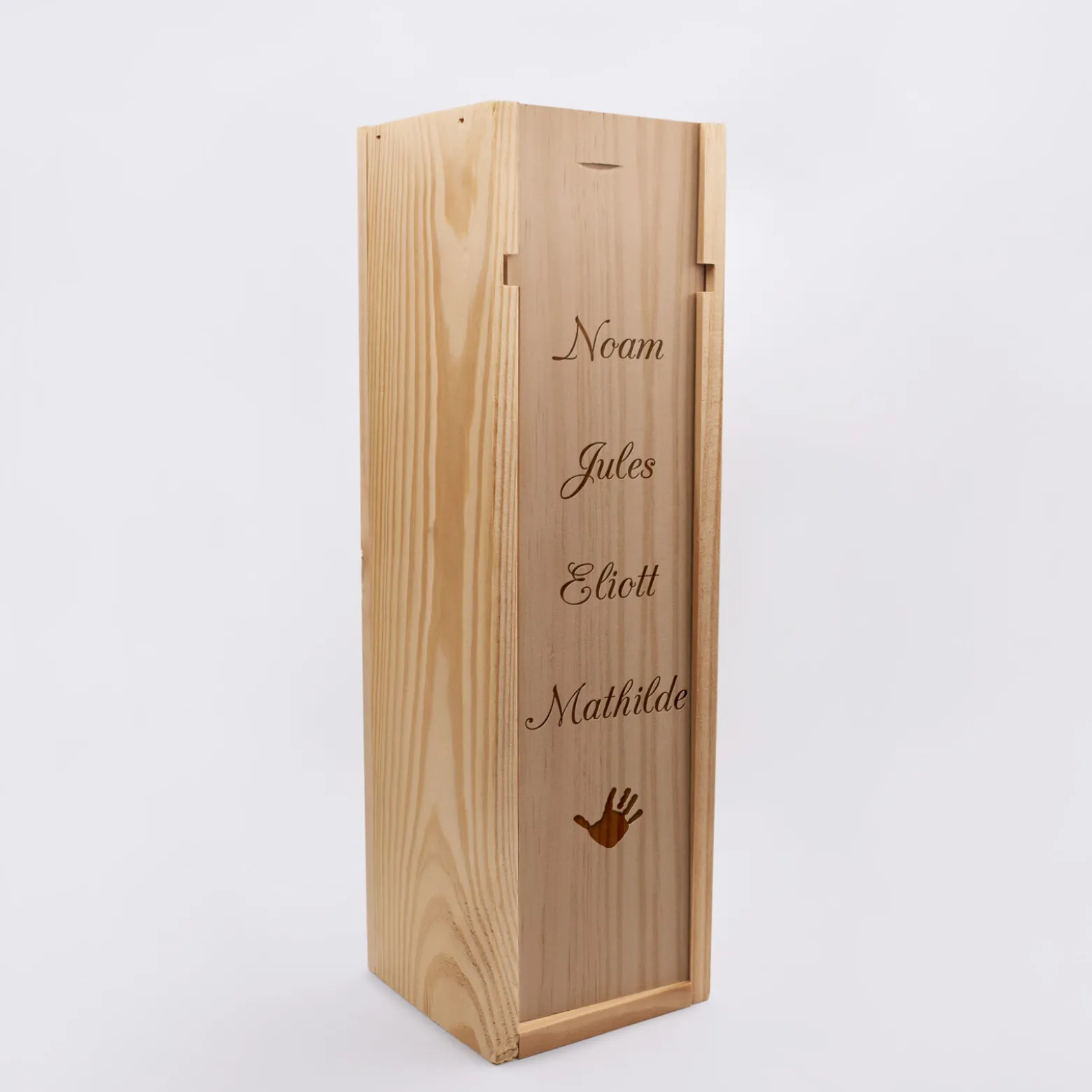 Caisse de vin bois couvercle gravé
