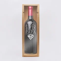 Caisse de vin bois couvercle gravé