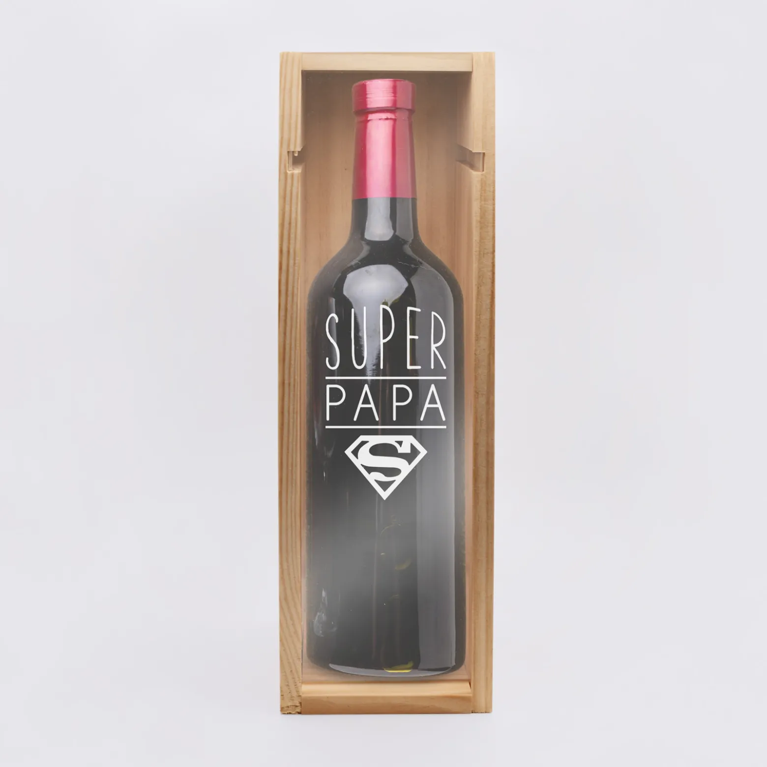 Caisse de vin bois couvercle gravé