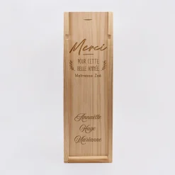 Caisse de vin personnalisée bois couvercle gravé - Edition spéciale "Merci pour cette belle année"
