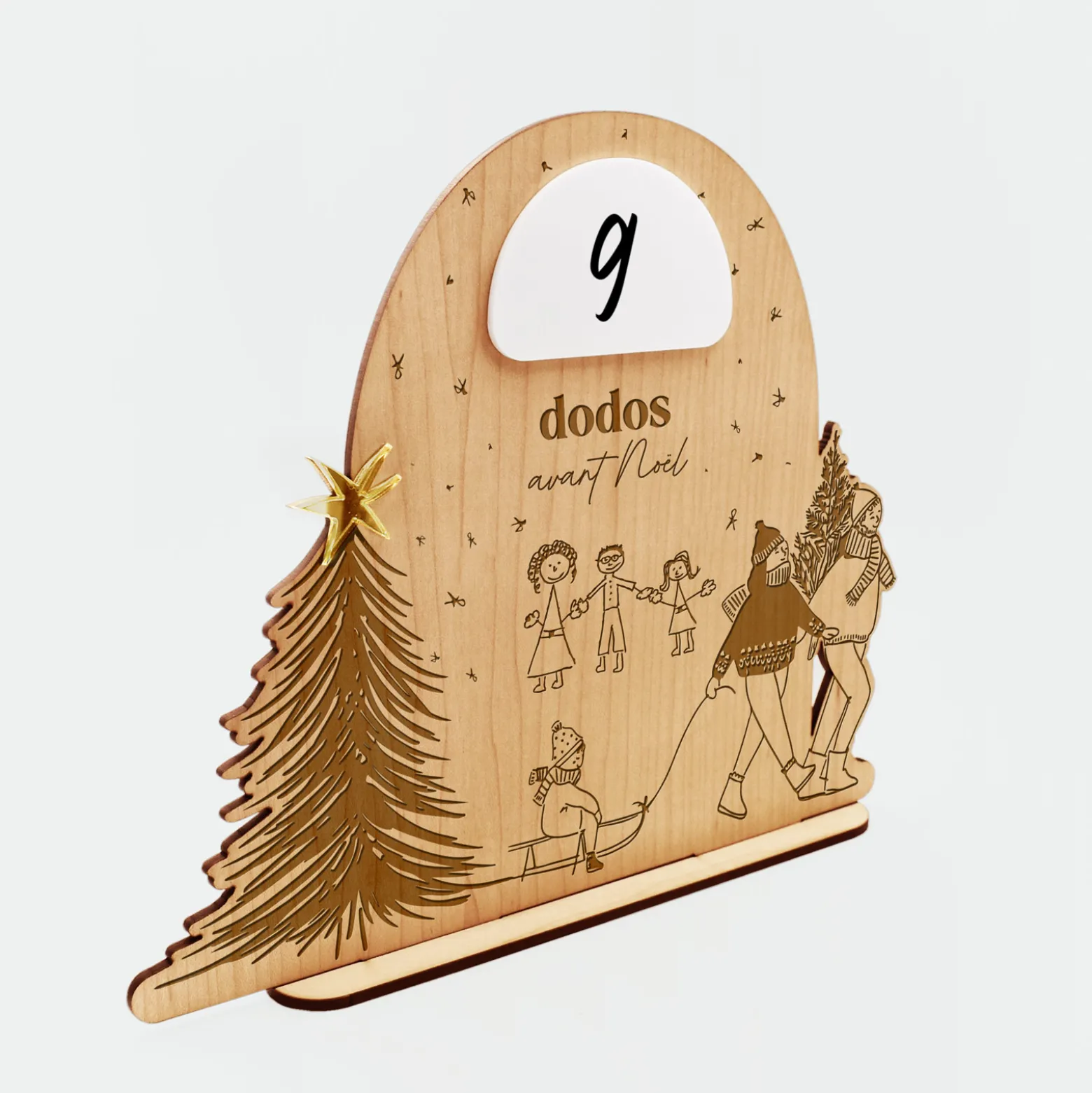 Calendrier de l'avent personnalisé comte à rebours Noël bois gravé - HappyBulle x MyLovelyThing