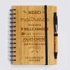 Carnet bambou personnalisé 14,5x18 cm et stylo gravé - Merci Maîtresse