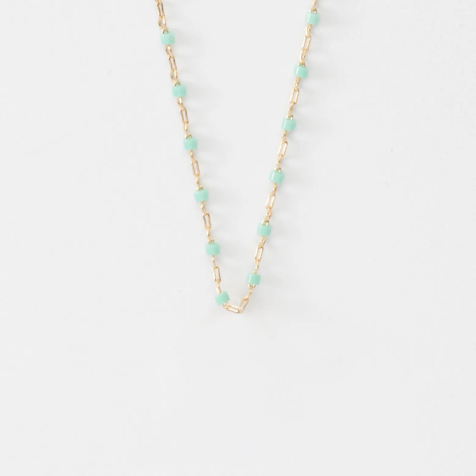 Chaîne plaqué or perles de Miyuki colorées