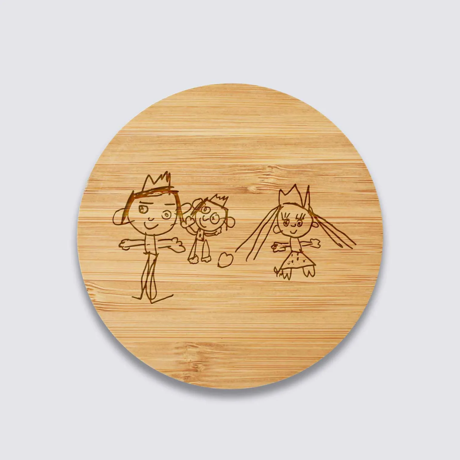 Chargeur à induction personnalisé bambou gravé 9x9 cm