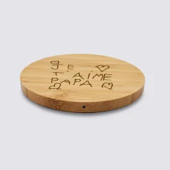 Chargeur à induction personnalisé bambou gravé 9x9 cm
