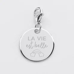 Charm gravé argent 17mm