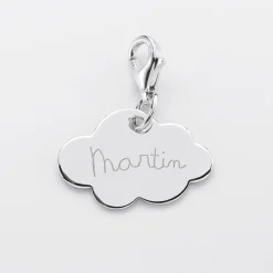 Charm gravé argent nuage 20x14 mm - Nos petits imparfaits