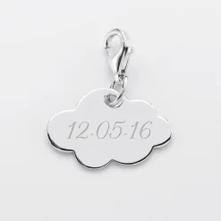 Charm gravé argent nuage 20x14 mm - Nos petits imparfaits