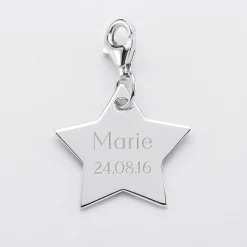 Charm gravé argent étoile 20x20 mm