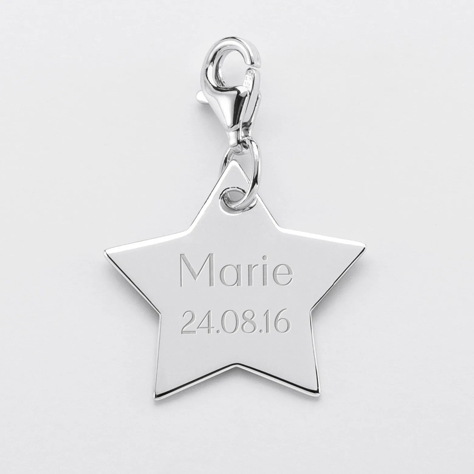 Charm gravé argent étoile 20x20 mm