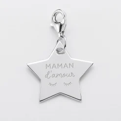 Charm gravé argent étoile 20x20 mm