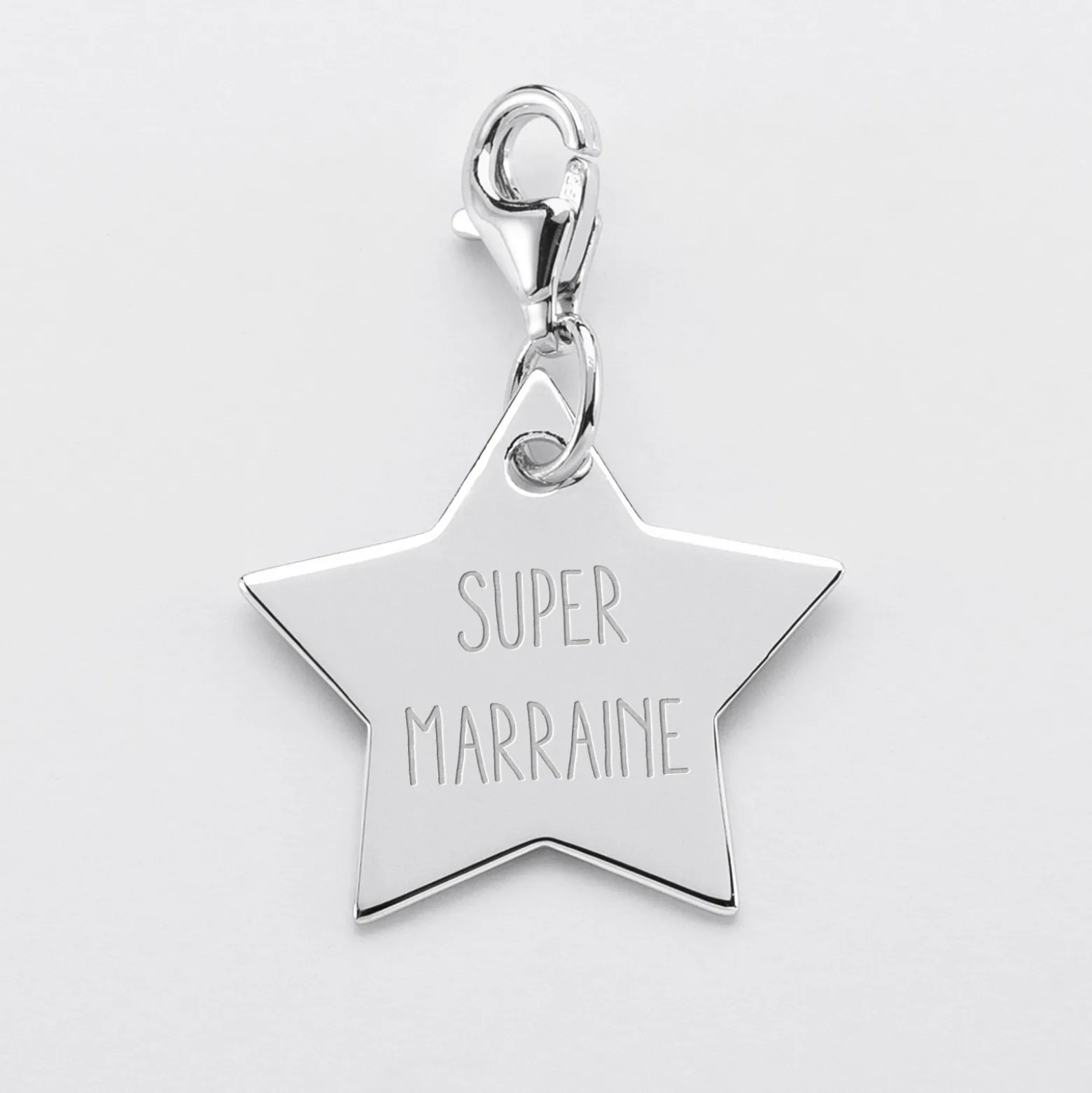 Charm gravé argent étoile 20x20 mm