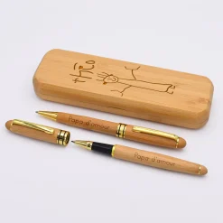 Coffret bambou personnalisé et 2 stylos gravés 170x60 mm