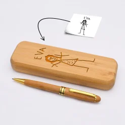 Coffret bambou personnalisé et stylo gravé 170x54 mm