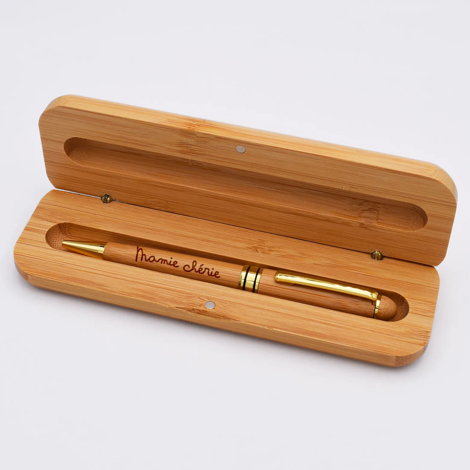 Coffret bambou personnalisé et stylo gravé 170x54 mm - édition spéciale "Famille"