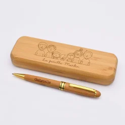 Coffret bambou personnalisé et stylo gravé 170x54 mm - édition spéciale