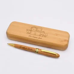 Coffret bambou personnalisé et stylo gravé 170x54 mm - édition spéciale
