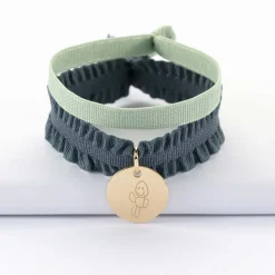Coffret de bracelets enfant personnalisés cordons élastiques interchangeables médaille gravée plaqué or 15 mm
