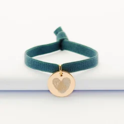Coffret de bracelets enfant personnalisés cordons élastiques interchangeables médaille gravée plaqué or 15 mm