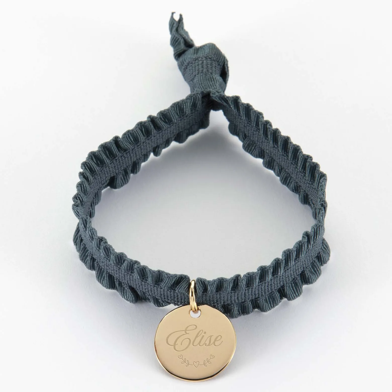 Coffret de bracelets enfant personnalisés cordons élastiques interchangeables médaille gravée plaqué or 15 mm