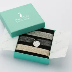 Coffret de bracelets personnalisés cordons élastiques interchangeables médaille gravée argent 15 mm