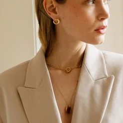 Collier chaine fermoir marin plaqué or
