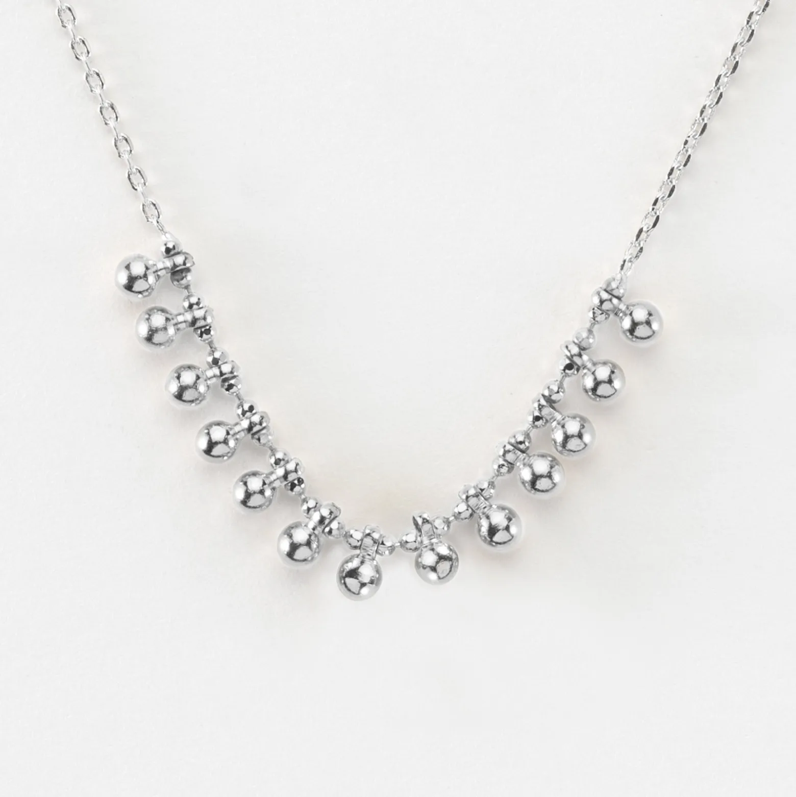 Collier chaîne boules argent