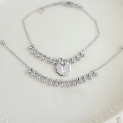 Collier chaîne boules argent