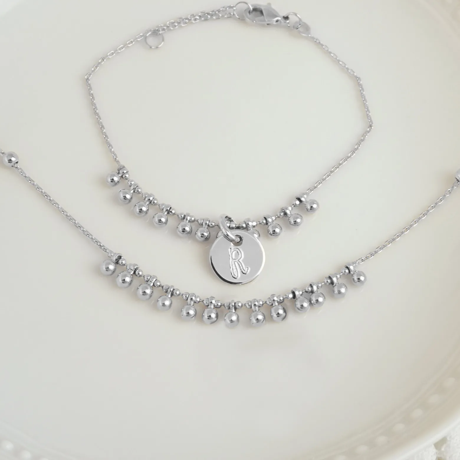 Collier chaîne boules argent
