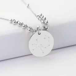 Collier chaîne boules personnalisé médaille gravée argent 19 mm