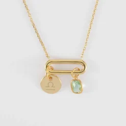 Collier chaîne ovale ouvert personnalisé médaille gravée plaqué or 10 mm et breloque rectangle zircon plaqué or 9 mm