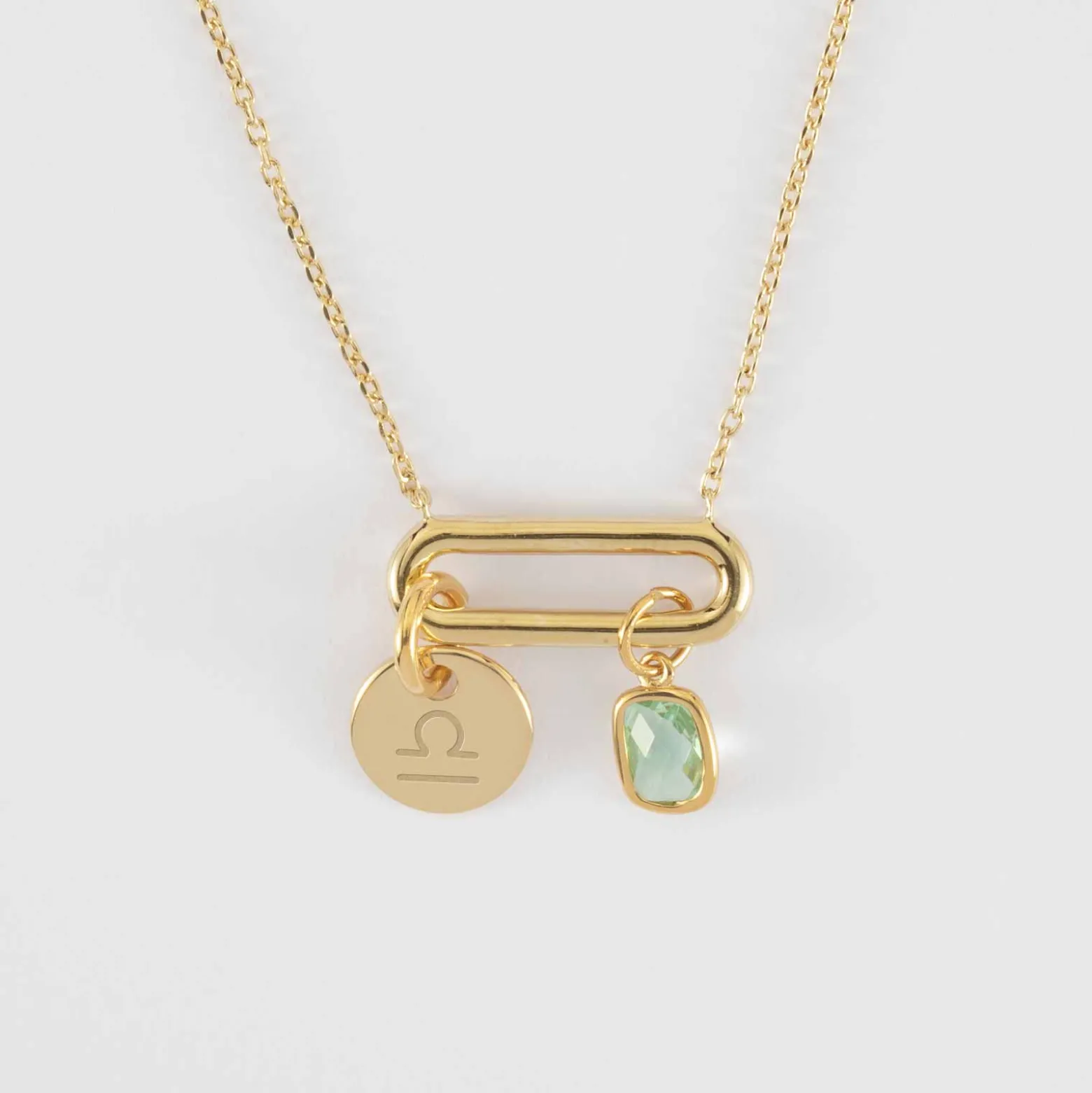 Collier chaîne ovale ouvert personnalisé médaille gravée plaqué or 10 mm et breloque rectangle zircon plaqué or 9 mm
