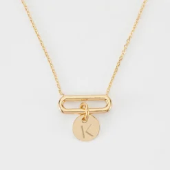 Collier chaîne ovale ouvert personnalisé médaille gravée plaqué or 10 mm