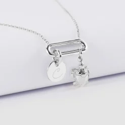 Collier chaîne ovale ouvert personnalisé médaille gravée argent 10 mm et breloque(s) summer - à composer