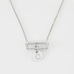 Collier chaîne ovale ouvert personnalisé médaille gravée argent 10 mm