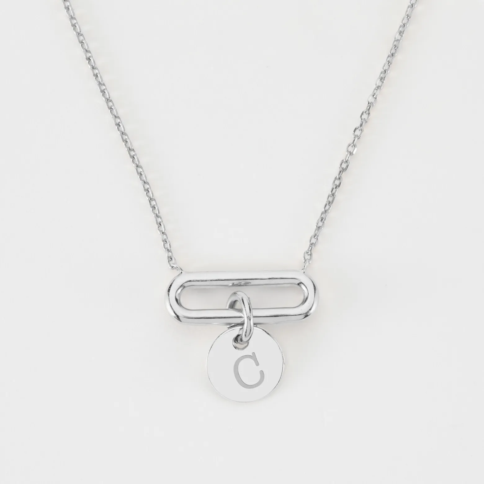 Collier chaîne ovale ouvert personnalisé médaille gravée argent 10 mm