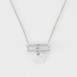 Collier chaîne ovale ouvert personnalisé médaille gravée argent 10 mm