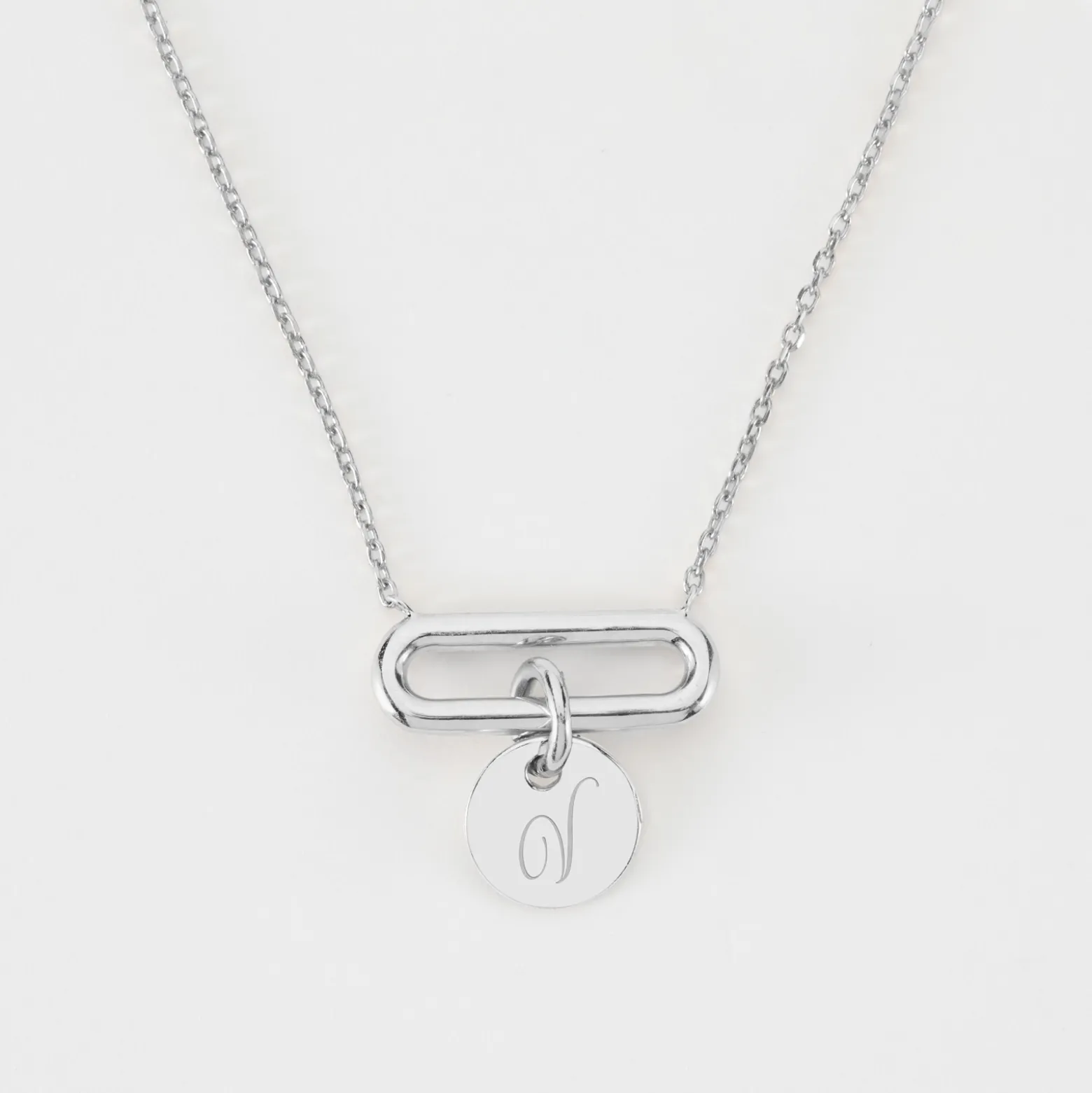 Collier chaîne ovale ouvert personnalisé médaille gravée argent 10 mm