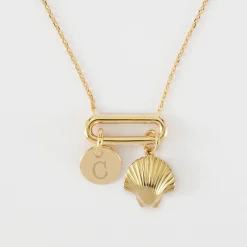 Collier chaîne ovale ouvert personnalisé médaille gravée plaqué or 10 mm et breloque(s) summer - à composer