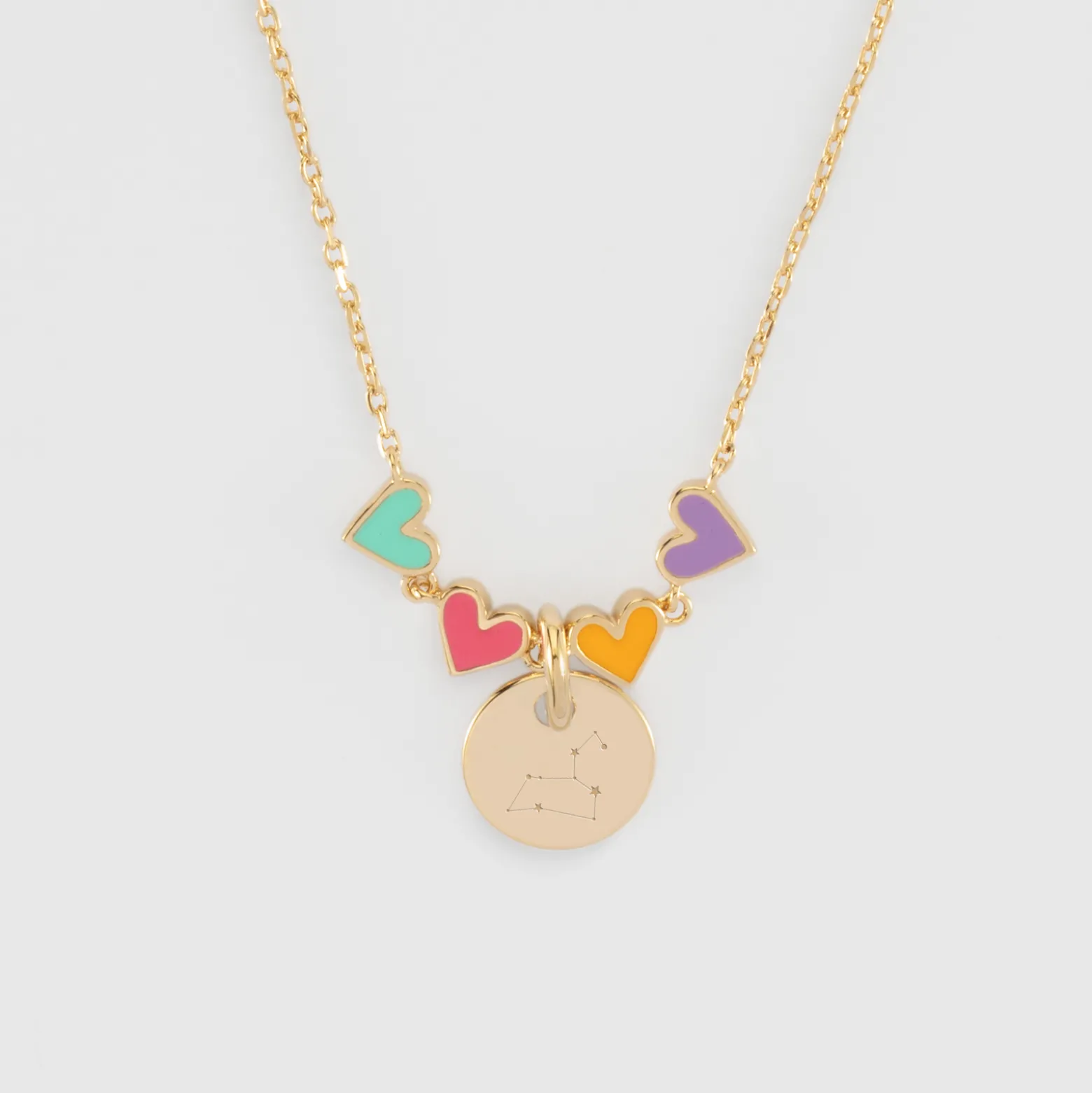 Collier enfant cœur email multicolore personnalisé médaille gravée plaqué or 10 mm